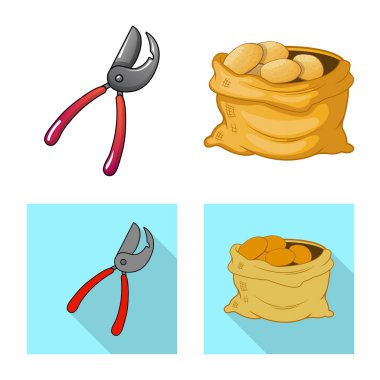 Çiftlik ve tarım işareti yalıtılmış nesne. Çiftlik ve bitki hisse senedi vektör çizim topluluğu.