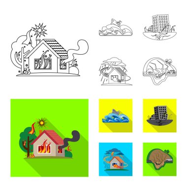 Doğal ve felaket logo vektör Illustration. Risk hisse senedi vektör çizim ve doğal kümesi.