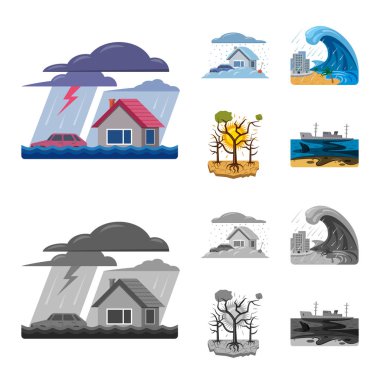 Doğal ve felaket simge vektör Illustration. Doğal topluluğu ve web için risk hisse senedi simgesi.