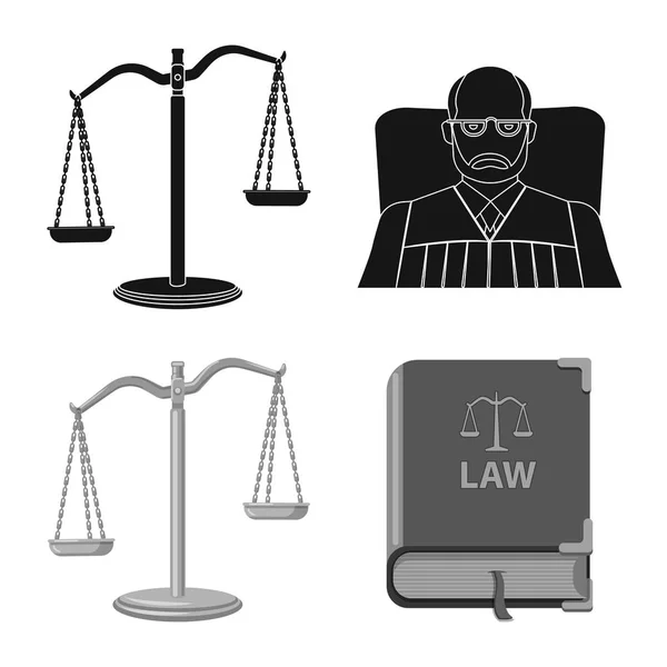Izolovaný objekt práva a právník symbolu. Sada právo a spravedlnost vektorové ilustrace. — Stockový vektor