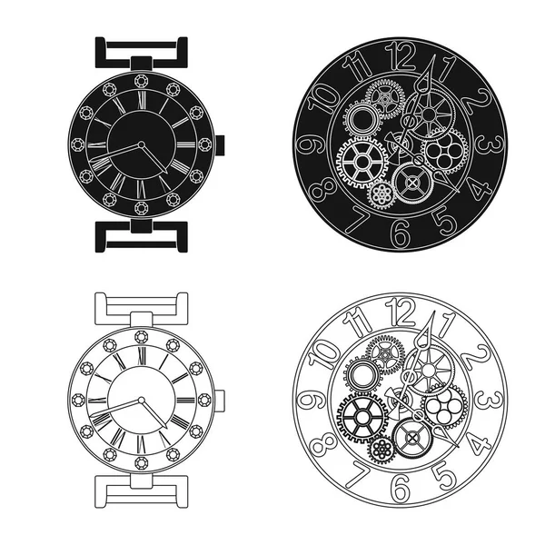 Design de vetor de relógio e logotipo do tempo. Conjunto de relógio e círculo símbolo de estoque para web . —  Vetores de Stock