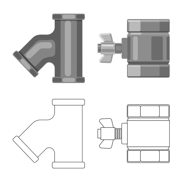 Ізольований об'єкт логотипу труби та трубки. Набір труб і трубопроводів Векторні ілюстрації . — стоковий вектор