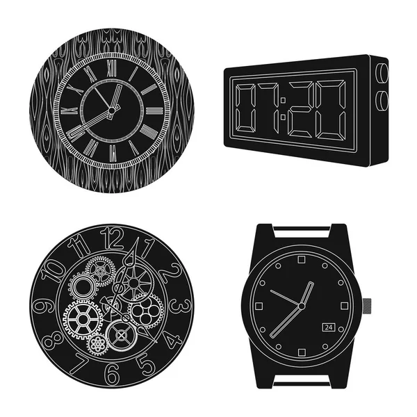 時計と時間のアイコンのベクター デザイン。在庫の時計とサークルのベクトル アイコンのセット. — ストックベクタ