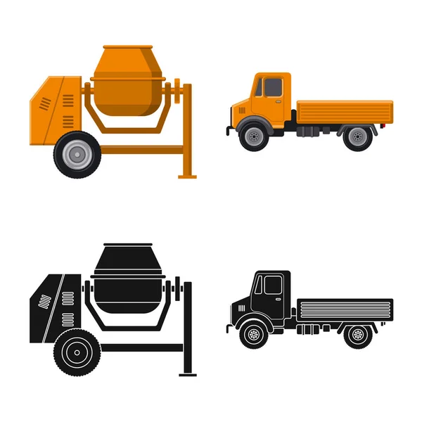 Ilustração vetorial do logotipo de construção e construção. Coleção de construção e ícone de vetor de máquinas para estoque . — Vetor de Stock