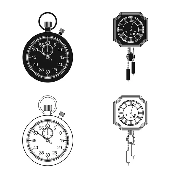 Diseño vectorial del reloj y la señal de tiempo. Colección de reloj y círculo símbolo de stock para la web . — Vector de stock
