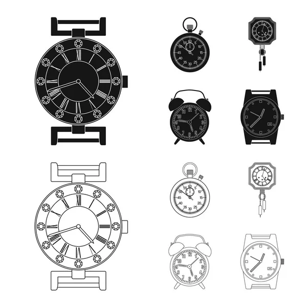 Design vettoriale dell'orologio e del simbolo orario. Raccolta di orologio e icona vettoriale cerchio per magazzino . — Vettoriale Stock