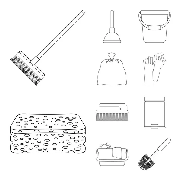 Diseño vectorial del letrero de limpieza y servicio. Colección de limpieza e ilustración de vectores domésticos . — Vector de stock