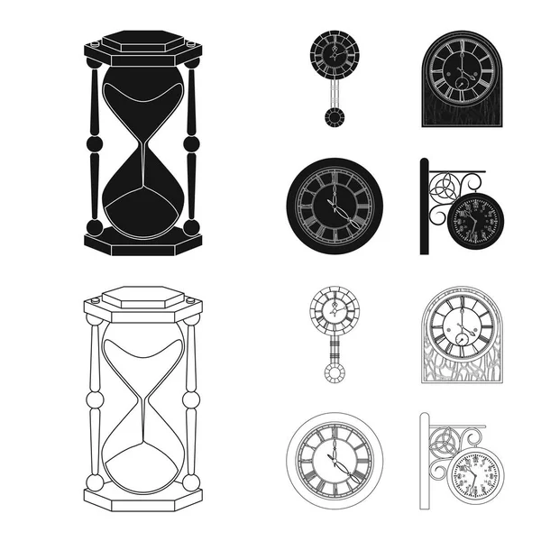 Ilustración vectorial del reloj y el logotipo del tiempo. Colección de ilustración de vector de stock de reloj y círculo . — Vector de stock