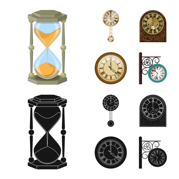 Ilustración vectorial del reloj y la señal de tiempo. Colección de reloj y círculo símbolo de stock para la web . — Vector de stock