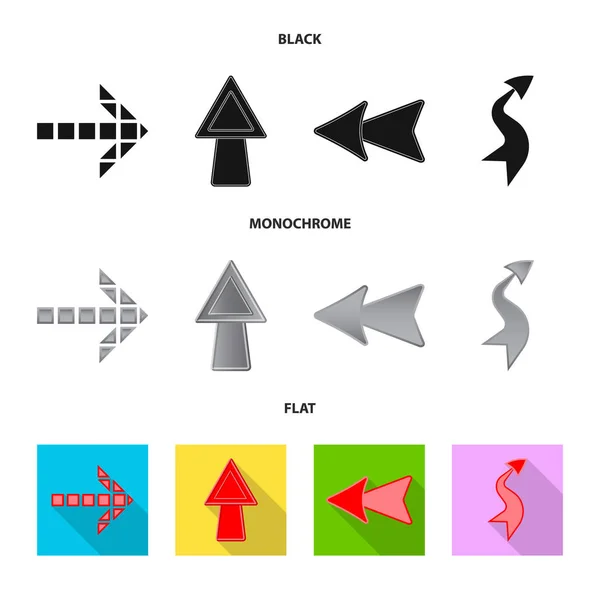 Conception vectorielle de l'élément et le signe de flèche. Ensemble d'illustration vectorielle d'élément et de direction . — Image vectorielle