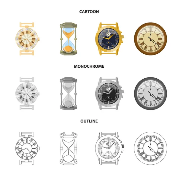 時計と時間のアイコンの孤立したオブジェクト。在庫の時計とサークルのベクトル アイコンのセット. — ストックベクタ
