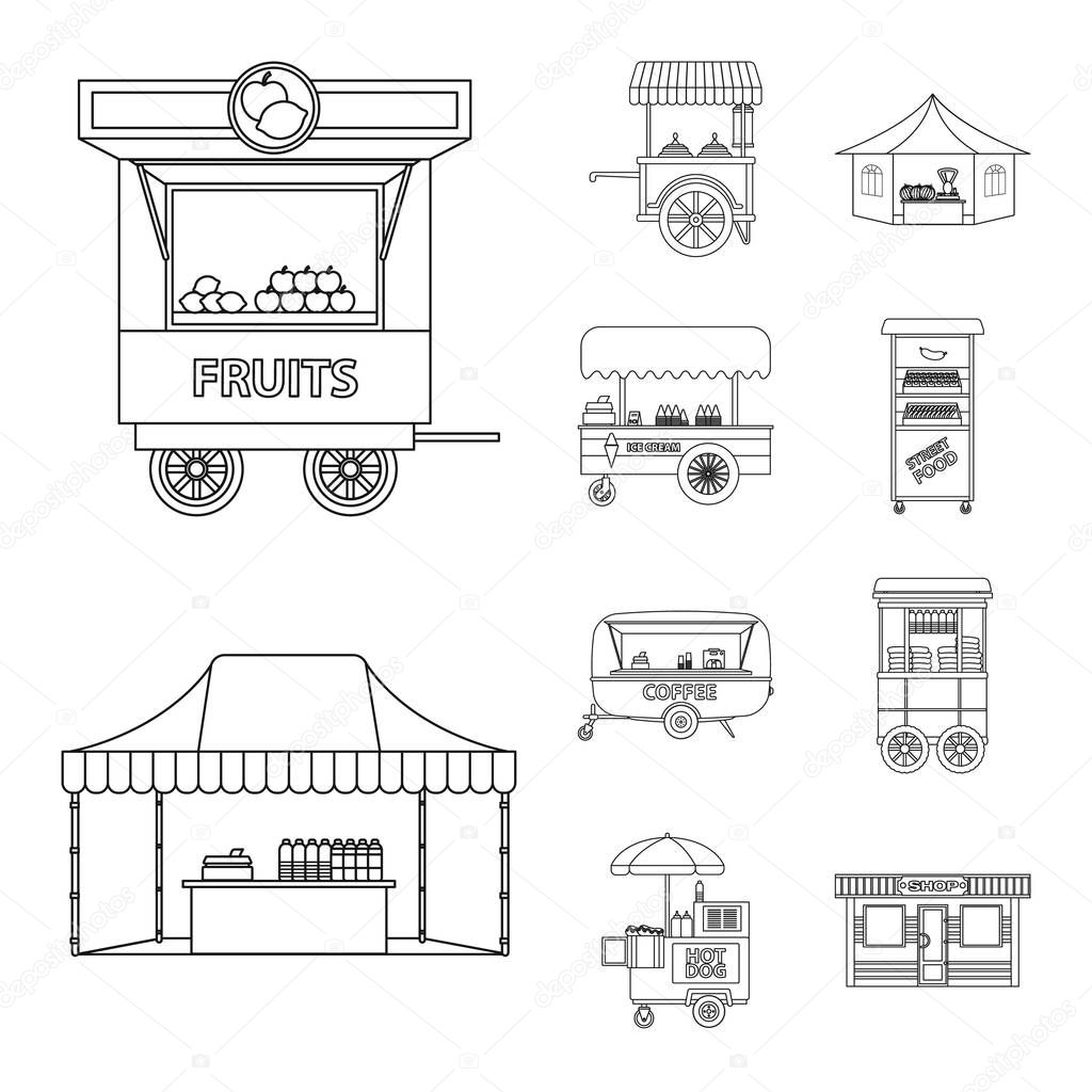 Isolated object of market and exterior symbol. Set of market and food stock vector illustration.