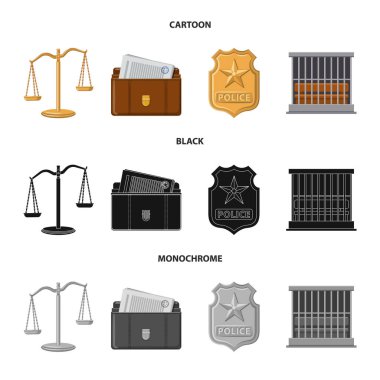 Hukuk ve avukat sembolü yalıtılmış nesne. Hukuk ve adalet hisse senedi vektör çizim topluluğu.