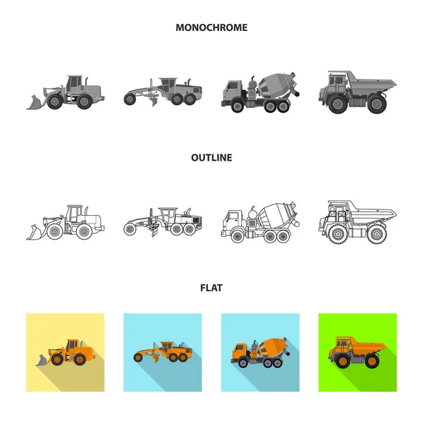 Ilustração vetorial do signo de construção e construção. Conjunto de construção e símbolo de estoque de máquinas para web . —  Vetores de Stock