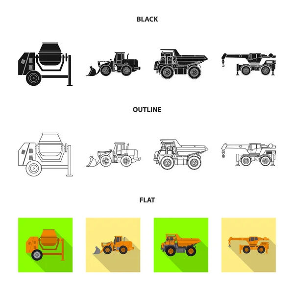 Ilustración vectorial del logotipo de construcción y construcción. Conjunto de icono de vector de construcción y maquinaria para stock . — Vector de stock