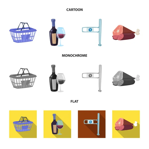 Isolerade objekt av mat och dryck tecken. Insamling av mat och store vektor-ikonen för lager. — Stock vektor