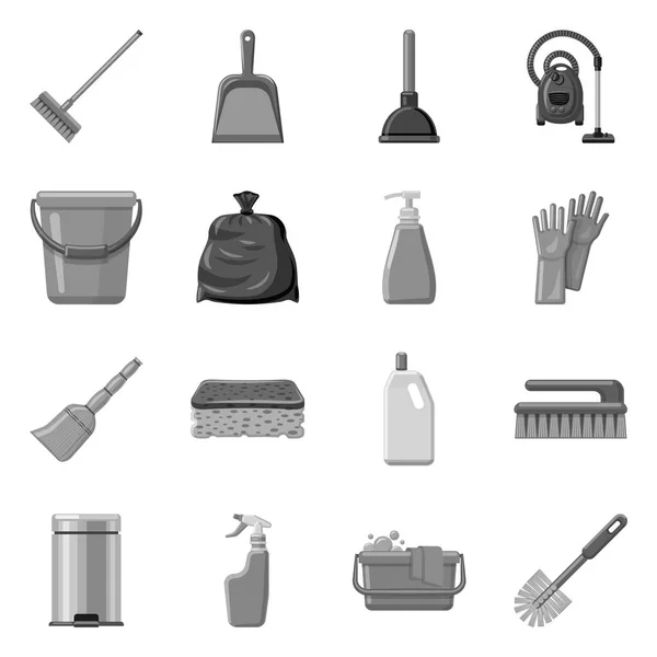 Illustrazione vettoriale del logo di pulizia e servizio. Raccolta di icone vettoriali per la pulizia e la casa . — Vettoriale Stock