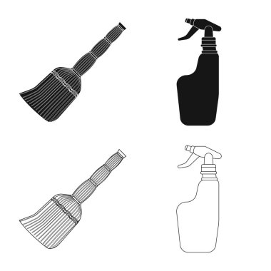 Temizlik ve servis işareti yalıtılmış nesne. Hisse senedi için temizlik ve ev vektör simge kümesi.