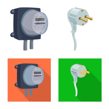 Elektrik ve elektrik logo vektör çizimi. Elektrik ve enerji hisse senedi simgesi web için set.