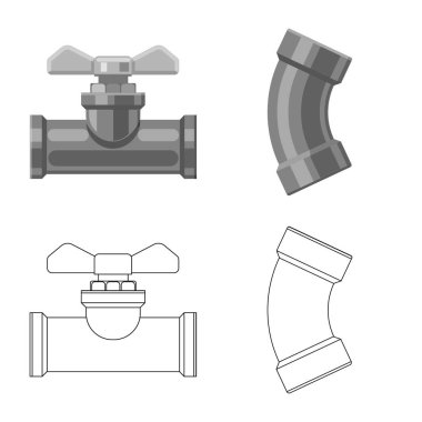 Boru ve tüp işareti tasarımını vektör. Boru ve boru hattı vektör simgesini hissenin topluluğu.