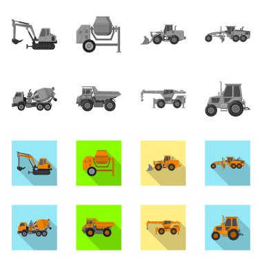 Yapı ve inşaat simge vektör tasarımı. Hisse senedi için yapı ve makine vektör simge topluluğu.