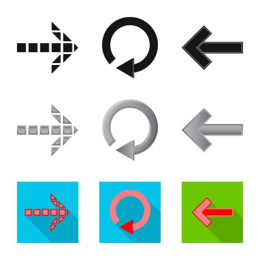 Öğe ve ok işareti vektör Illustration. Hisse senedi için öğe ve yön vektör simge topluluğu.