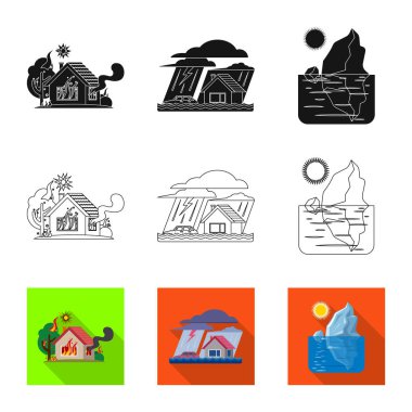 Doğal ve felaket logo vektör Illustration. Doğal topluluğu ve risk hisse senedi vektör çizim.