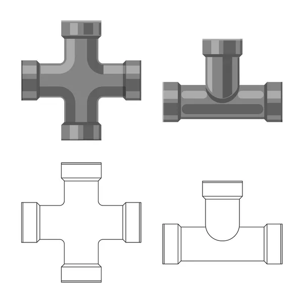 Diseño vectorial del icono de tubo y tubo. Colección de tubería y tubería vector icono para stock . — Archivo Imágenes Vectoriales