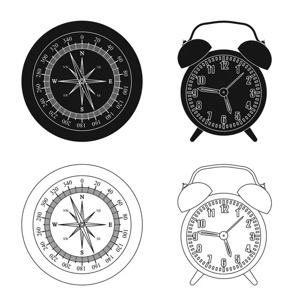 Objeto aislado de reloj y logotipo de tiempo. Conjunto de reloj y círculo icono de vector para la acción . — Vector de stock