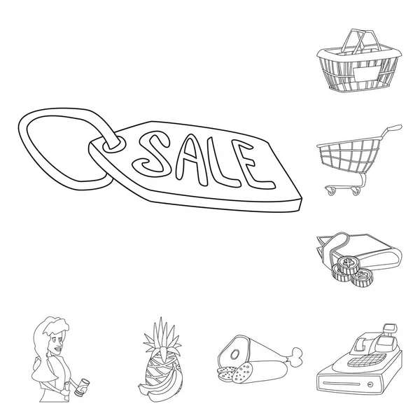 Illustration vectorielle du logo des aliments et boissons. Ensemble d'illustration vectorielle de stock alimentaire et de magasin . — Image vectorielle