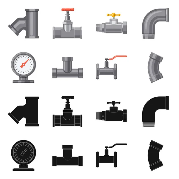 パイプとチューブのサインの孤立したオブジェクト 株式のパイプとパイプラインのベクター アイコン集 — ストックベクタ