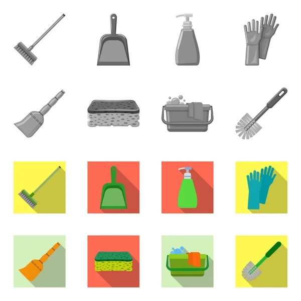 Vector design of cleaning and service icon. Set of cleaning and household stock symbol for web. — Stock Vector