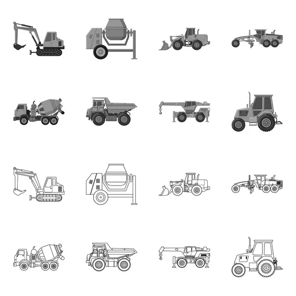 Illustrazione vettoriale del logo di costruzione e costruzione. Raccolta di illustrazione vettoriale del parco macchine e delle costruzioni . — Vettoriale Stock