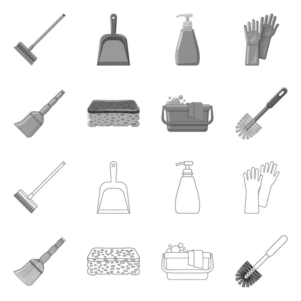 Ilustración vectorial del logotipo de limpieza y servicio. Colección de limpieza e ilustración de vectores domésticos . — Vector de stock