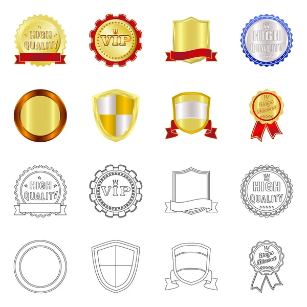 Amblem ve rozet simge vektör Illustration. Amblem ve etiket stok vektör çizim seti.