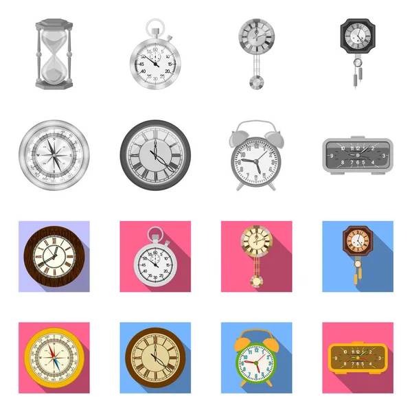 Vector σχεδιασμός του ρολογιού και το χρόνο σύνδεσης. Συλλογή από ρολόι και κύκλο εικονογράφηση διάνυσμα απόθεμα. — Διανυσματικό Αρχείο