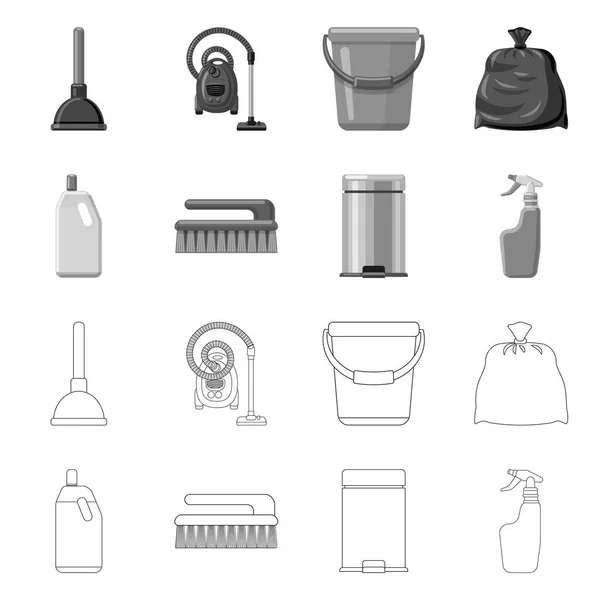 Vector ontwerp van schoonmaak- en service-symbool. Set van schoonmaak- en huishoudelijke vector pictogram voor voorraad. — Stockvector