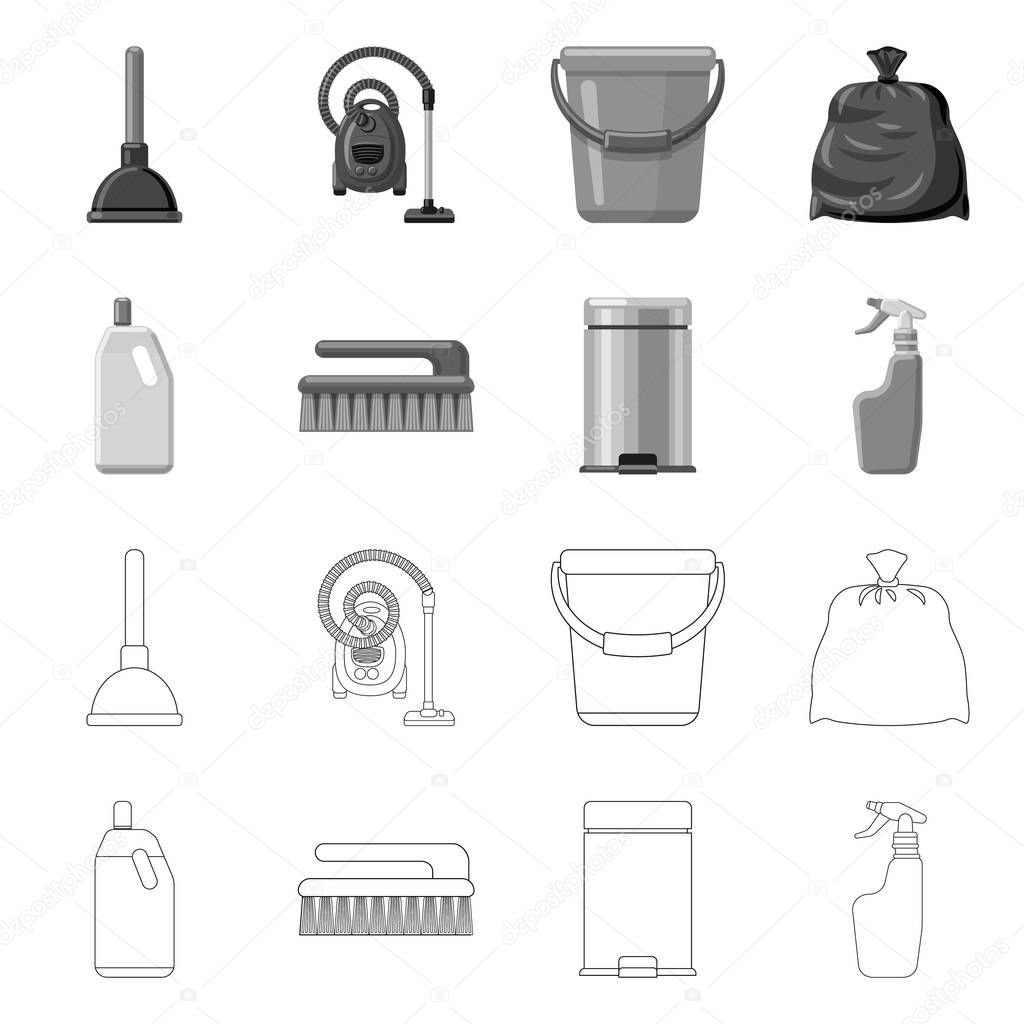 Vector illustration of cleaning and service sign. Collection of cleaning and household stock symbol for web.