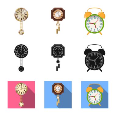 Saat ve saat işareti tasarımını vektör. Web için saat ve daire hisse senedi simgesi kümesi.