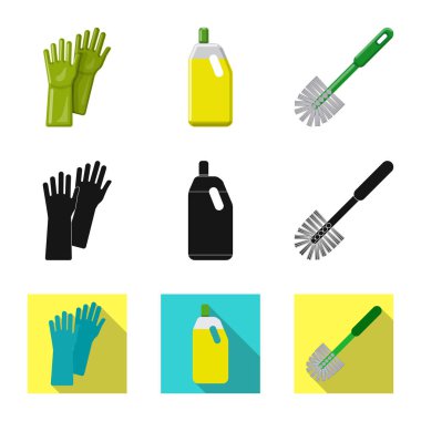 Temizlik ve servis işareti yalıtılmış nesne. Temizlik ve ev hisse senedi vektör çizim seti.