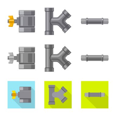 Boru ve tüp işareti tasarımını vektör. Boru ve boru hattı hisse senedi vektör çizim seti.