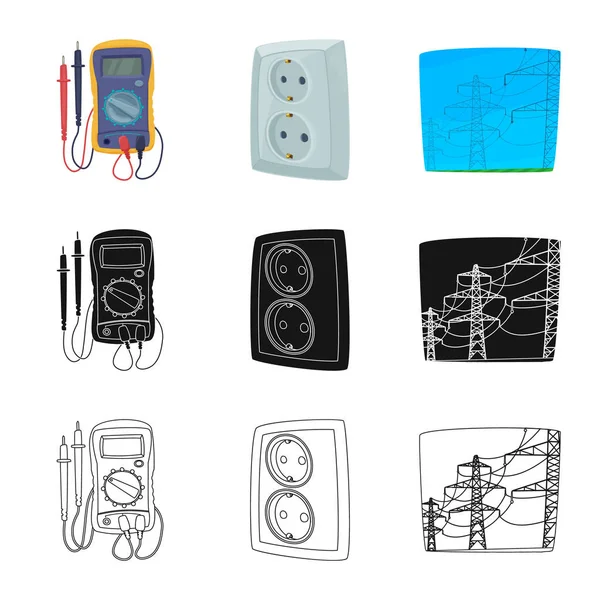 Vector illustration of electricity and electric symbol. Set of electricity and energy vector icon for stock. — Stock Vector