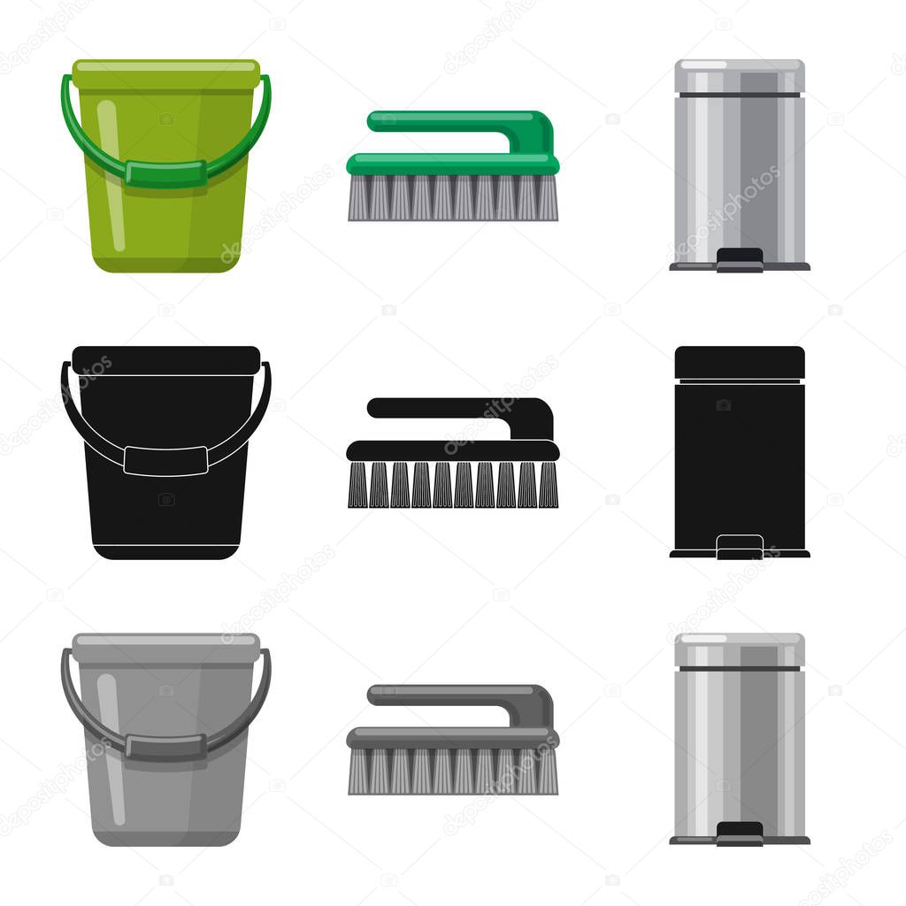 Vector design of cleaning and service sign. Set of cleaning and household stock symbol for web.