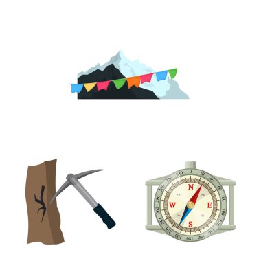 Dağcılık ve tepe simge vektör tasarımı. Kamp ve dağcılık Topluluğu web için hisse senedi simgesi.