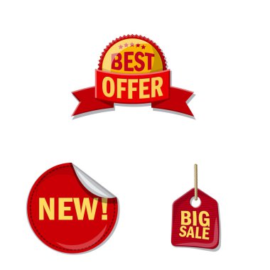 Amblem ve rozet sembol yalıtılmış nesne. Hisse senedi için amblem ve etiket vektör simge kümesi.