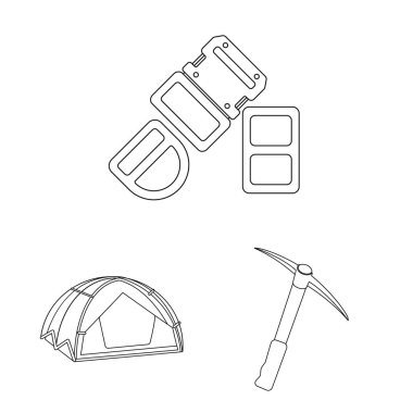 Dağcılık ve en yüksek işareti çizimi vektör. Kamp ve dağcılık topluluğu stok vektör çizim.