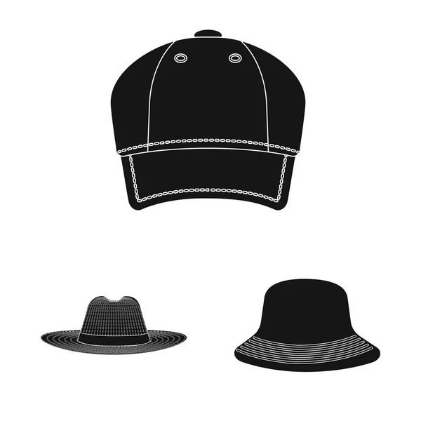 Objeto aislado de la cabeza y la señal de la tapa. Colección de casco y accesorio símbolo de stock para web . — Vector de stock