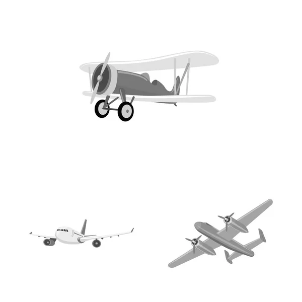 Bir uçak ve taşıma işaret tasarım vektör. Uçak ve gökyüzü hisse senedi vektör çizim seti. — Stok Vektör