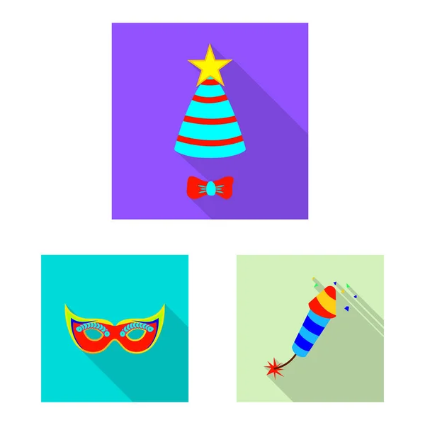 Ilustração vetorial de festa e sinal de aniversário. Coleção de festa e símbolo de estoque de celebração de web . — Vetor de Stock