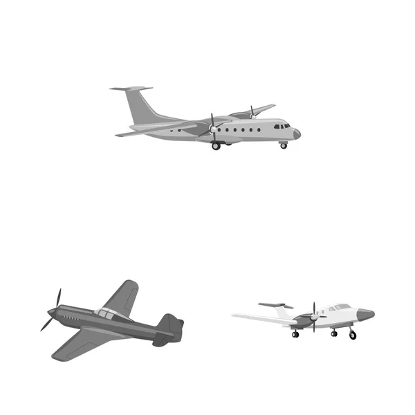 Векторное проектирование самолета и транспортного знака. Коллекция плоскости и векторной иллюстрации неба . — стоковый вектор